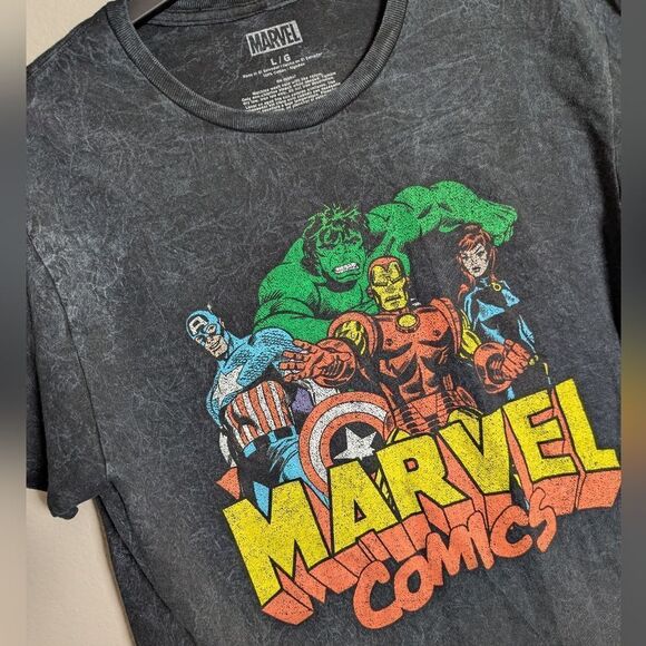 Classic Marvel Avengers Comics Graphic Cotton T-Shirt Dark Gray Tie Dye Mens L - Picture 3 of 4